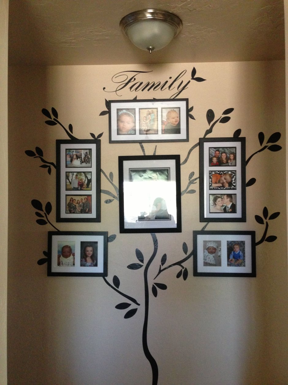 стена с фотографиями дизайн дерево