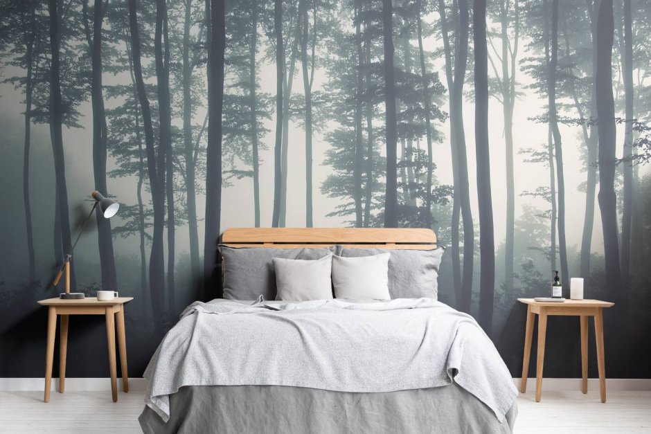 Обои лес в спальне