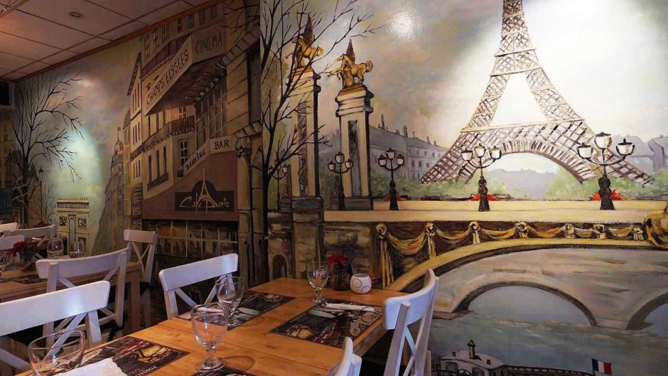 Оригинальные росписи стен в кафе