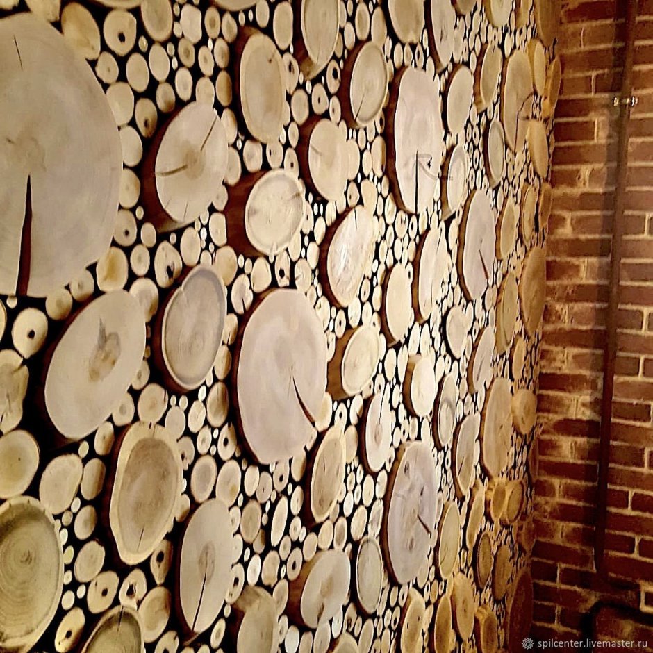 Спилы дерева на стене (48 фото)
