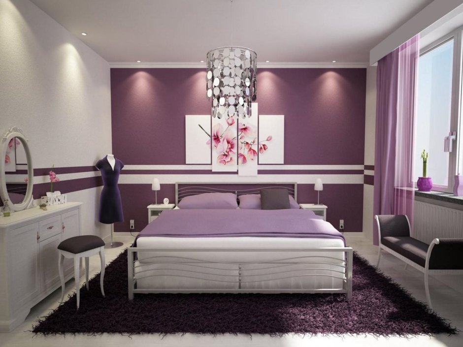 Спальня в пурпурных тонах