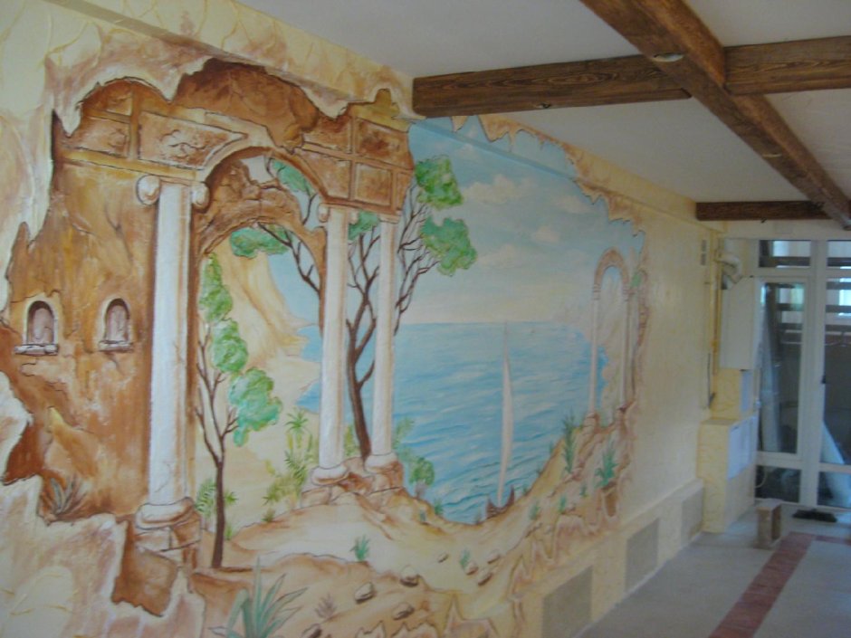 Художественная роспись стен потолка