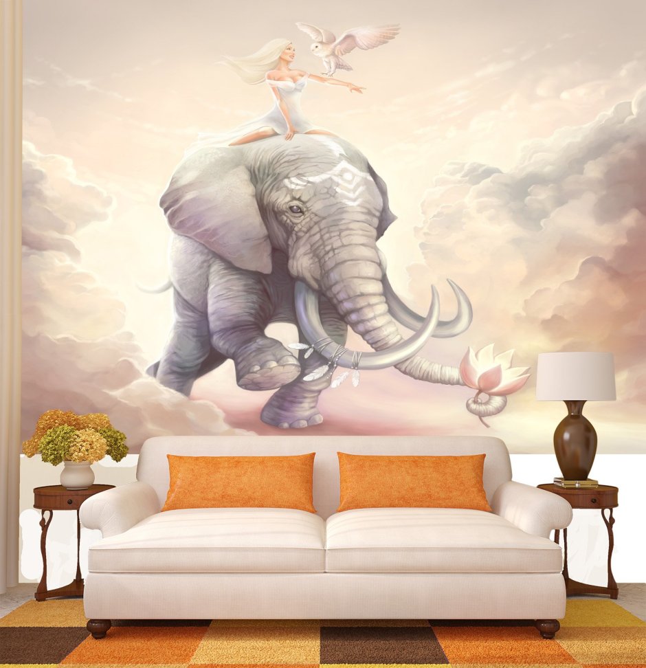 Фреска слон на стену