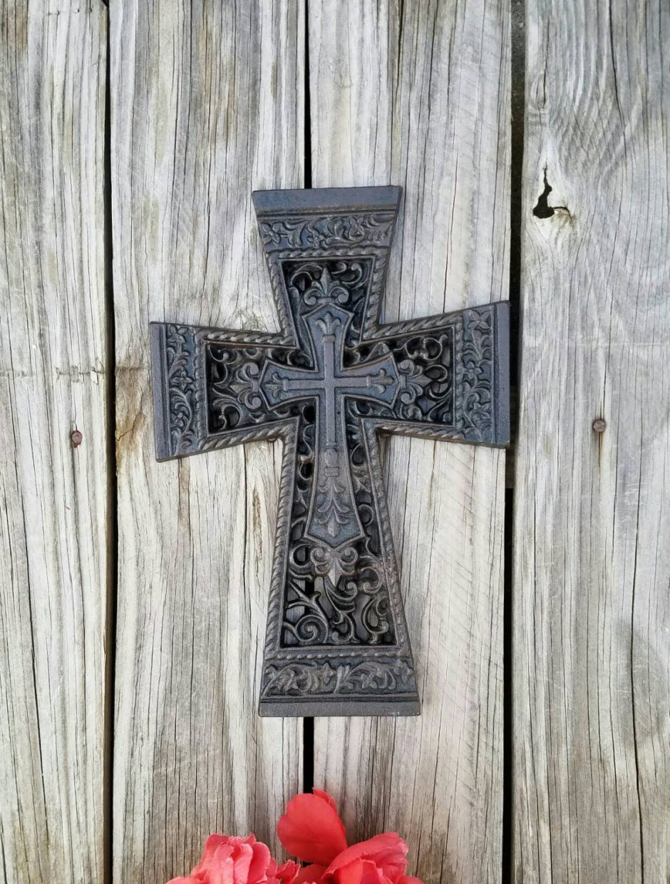 Антикварный католический крест церковный INRI