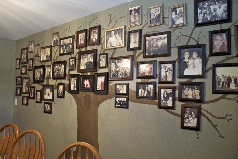 Фотообои в виде дерева с фоторамками