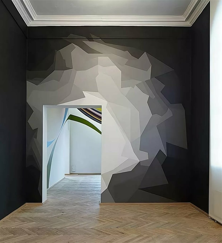 Геометрическая роспись стен в интерьере