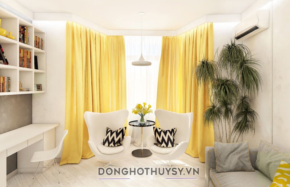Желтые шторы в детской комнате фото
