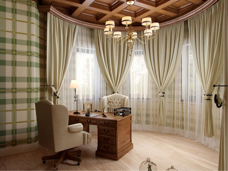 Красивые шторы в гостиную с двумя окнами в стиле современная классика