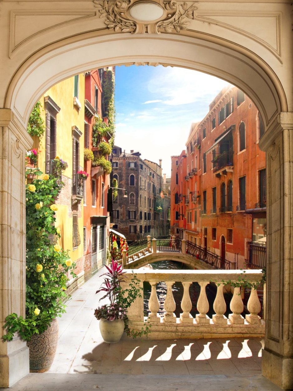 Фреска Венеция узкая улочка арка