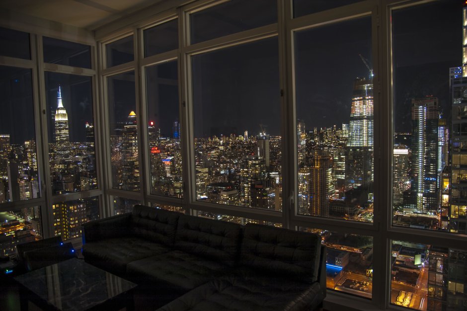 Нью-Йорк Манхеттен вид с окна