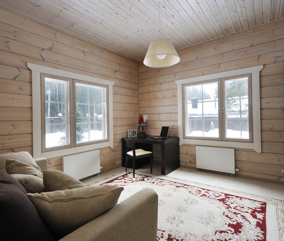 Интерьер в скандинавском стиле в деревянном доме