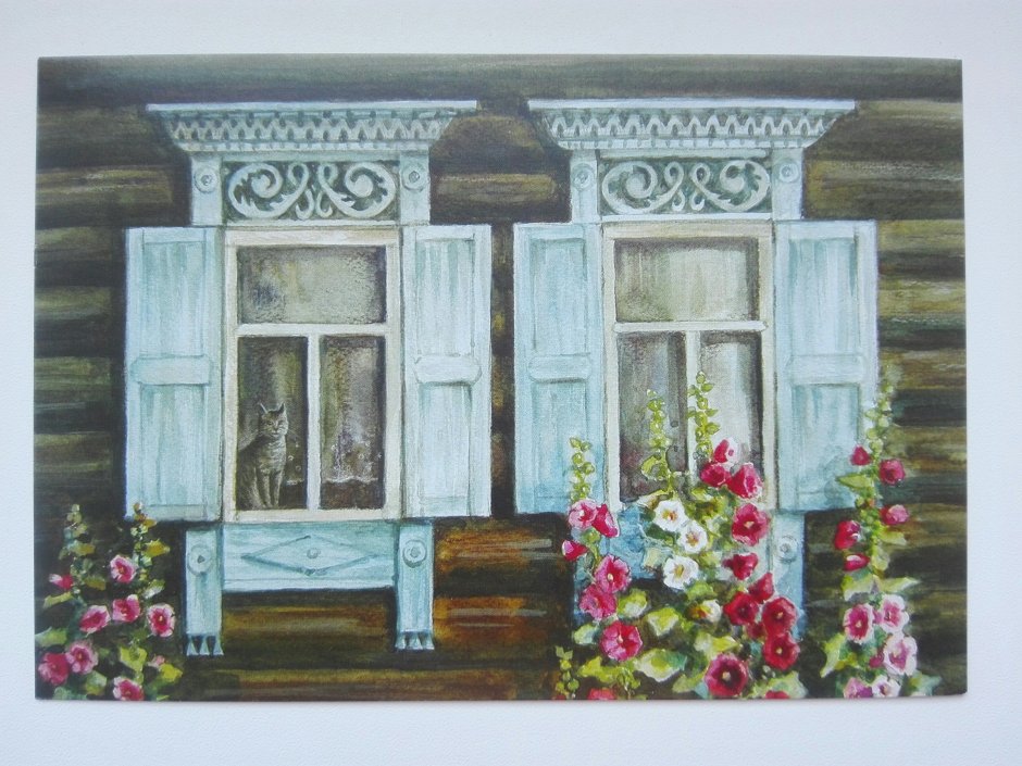 Нарисованное деревенское окно (42 фото)