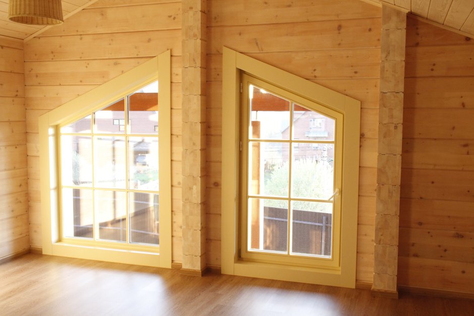 Трапециевидные окна в деревянном доме (40 фото)