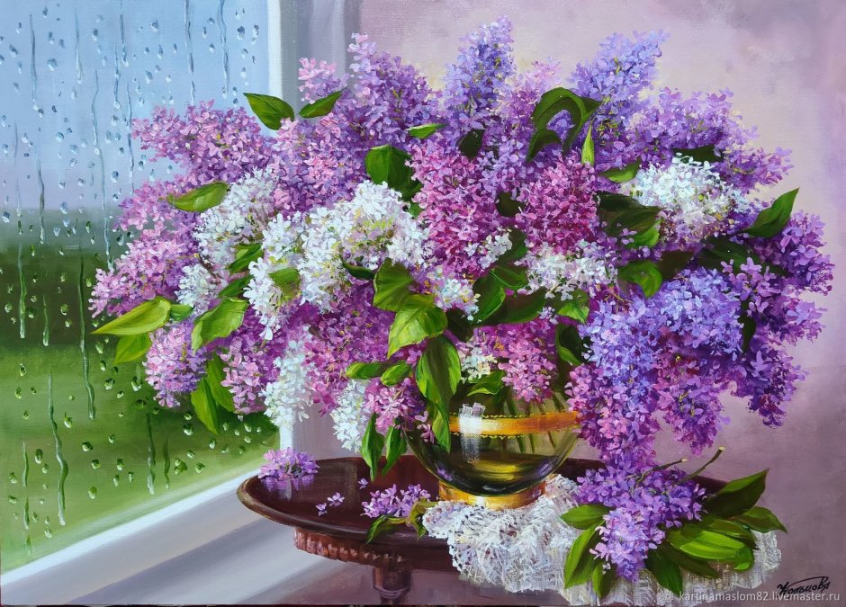 Сирень и лавочка