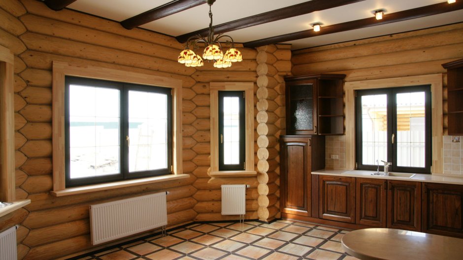 Гостиная в деревянном доме