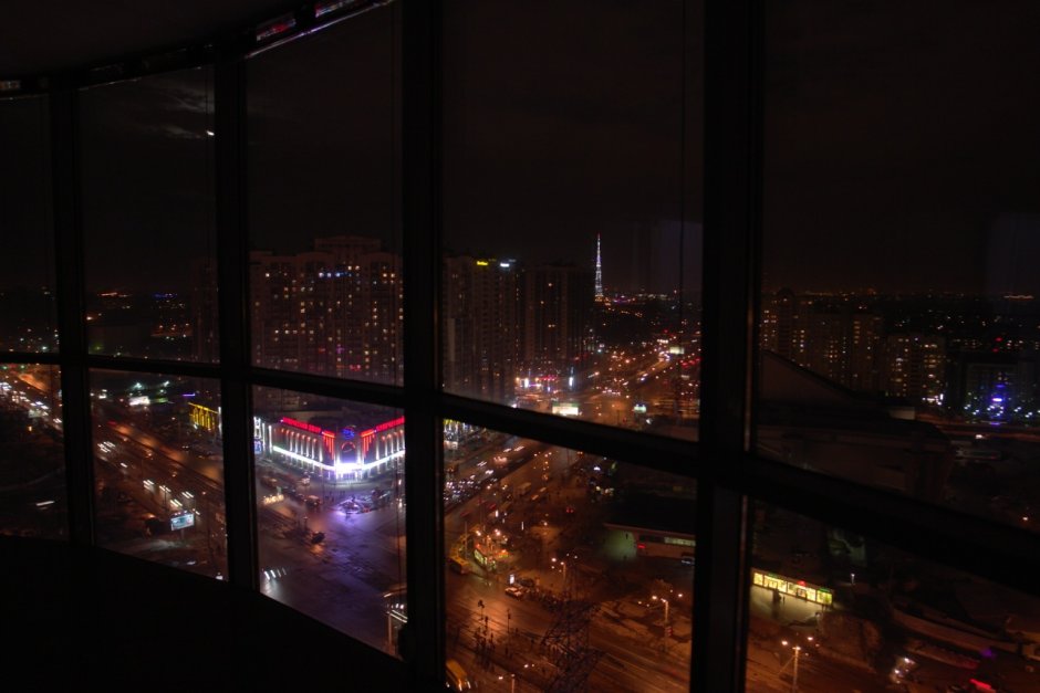 Вид с окна Москва Сити ночью