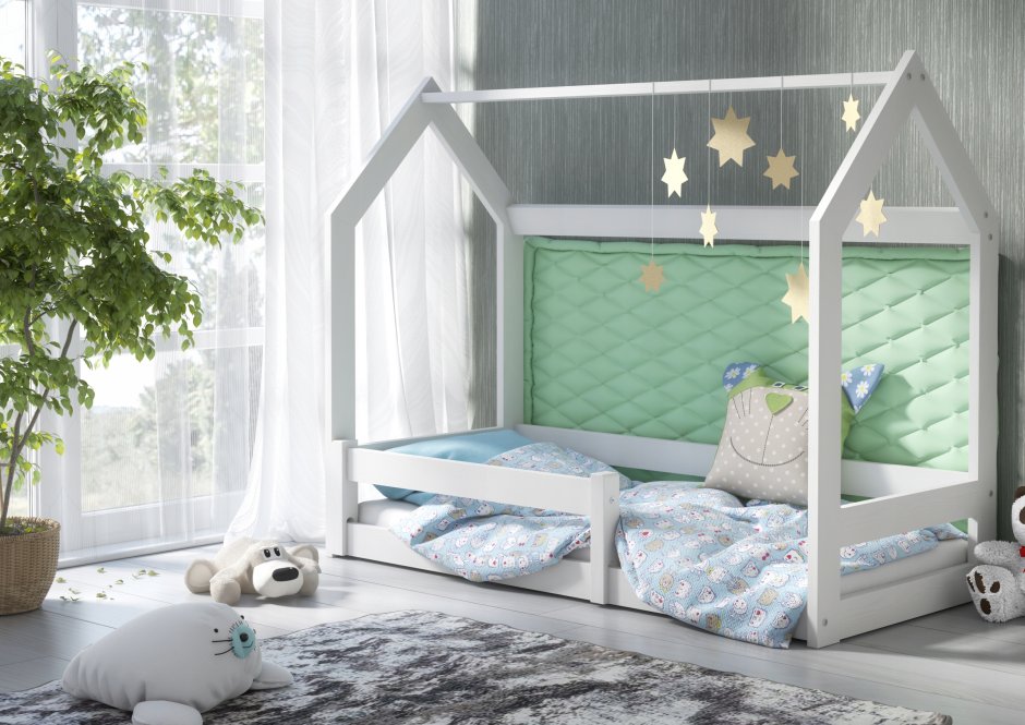 Кроватка домик в интерьере детской