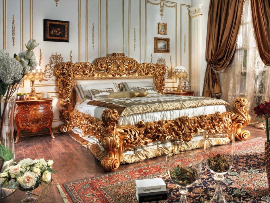 Кровать стиль Барокко, рококо, Ампир
