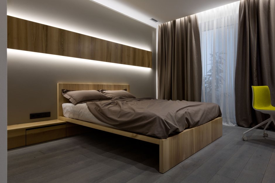 Спальня в минималистическом стиле из дерева