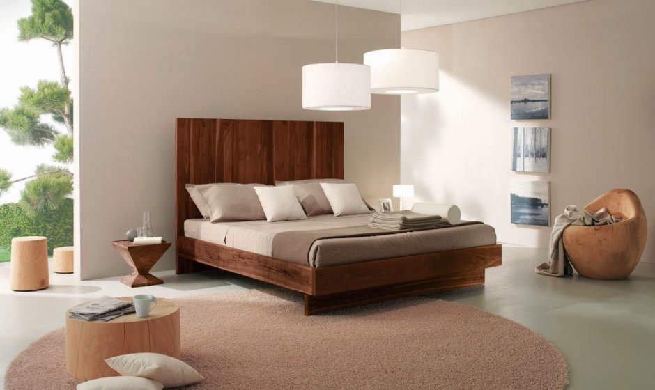 Деревянная кровать в стиле Минимализм