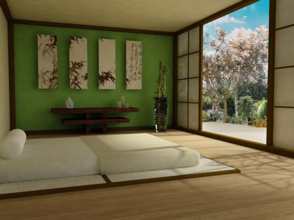 Потолок в спальне в японском стиле