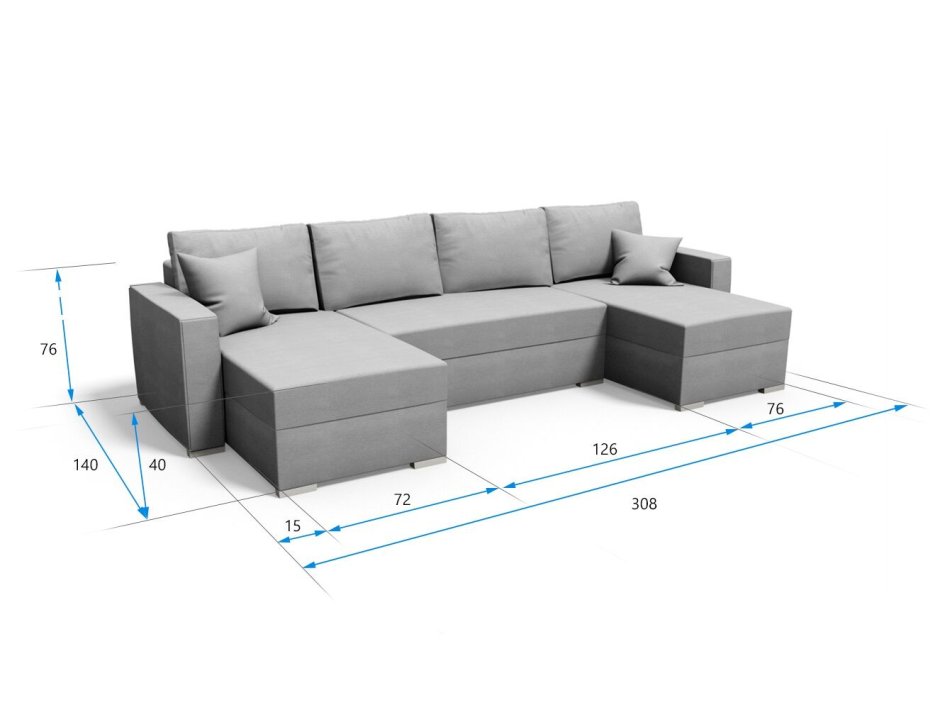 П-образный диван Размеры