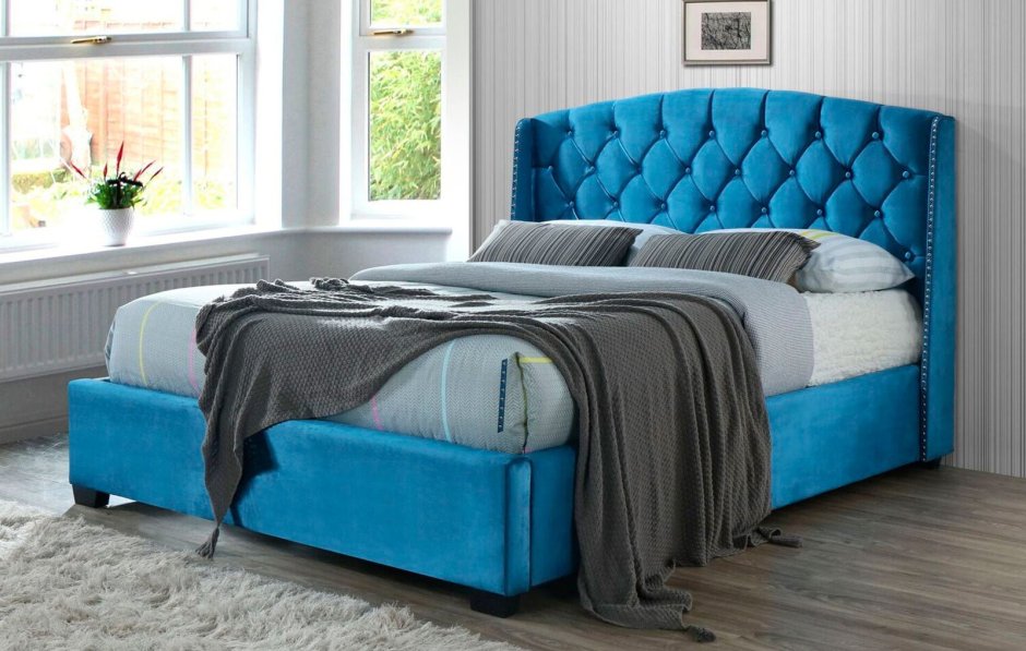 Синяя кровать Аскона
