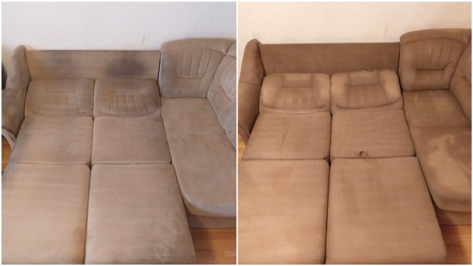 Химчистка мягкой мебели до и после