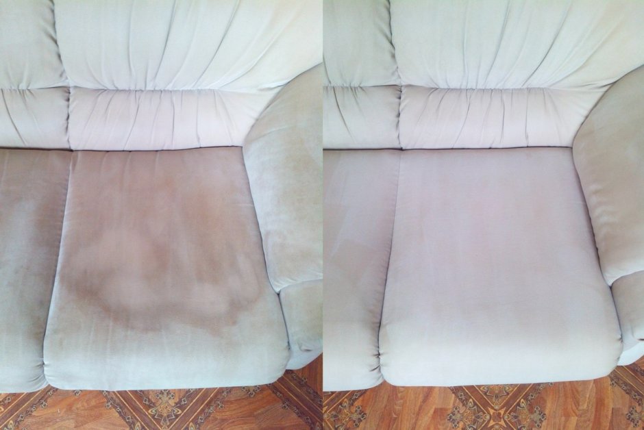 Химчистка матраса дивана до и после