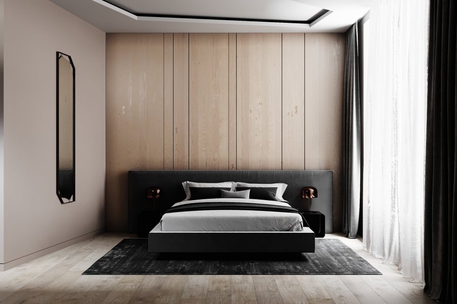 Кровать в современный минималистичный интерьер