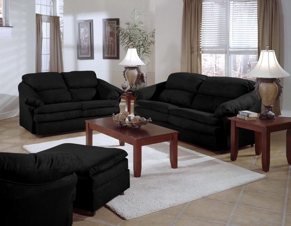 Коричневый кожаный диван ikea в интерьере гостиной