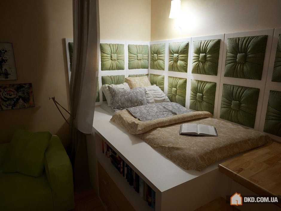 Кровать-подиум в маленькой комнате
