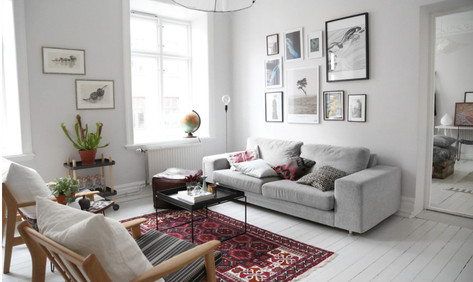Бежевый диван в скандинавском стиле