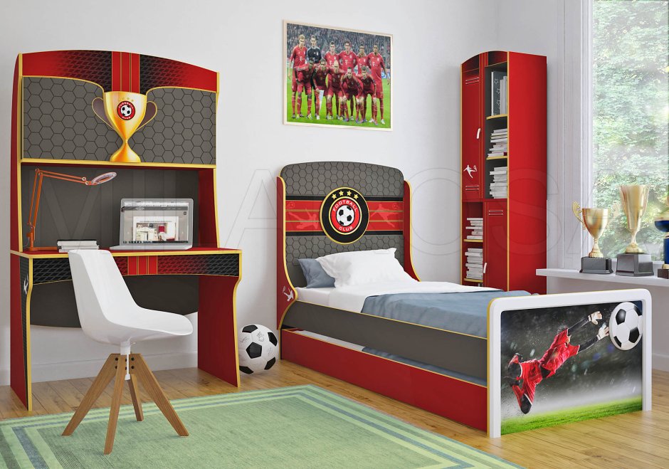 Кровать для мальчика стиле футбола