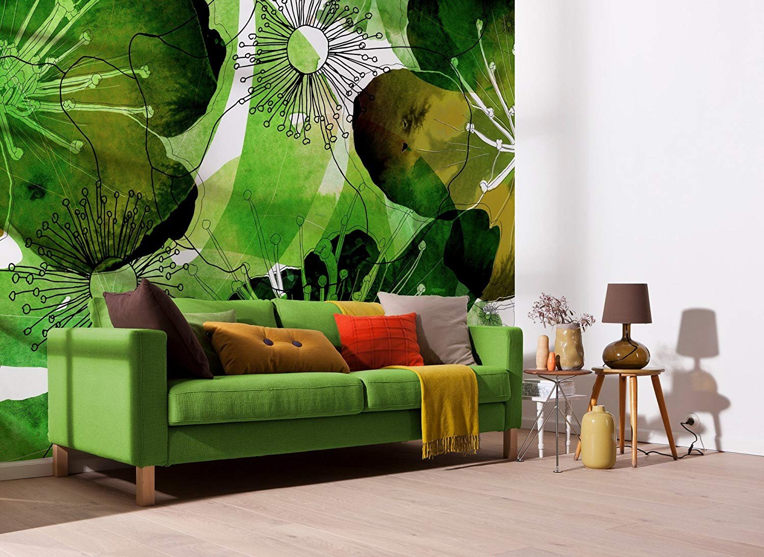 Листья в интерьере на стене фото