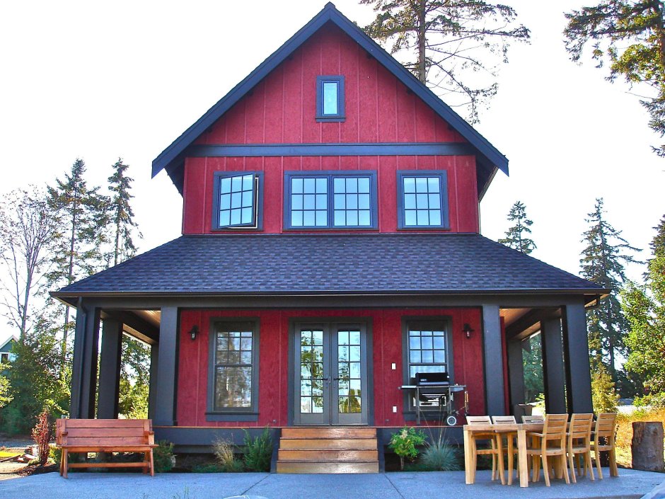 Красный дом в скандинавском стиле