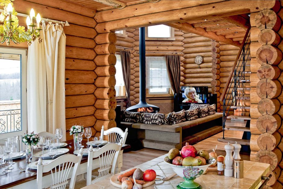 Дом из бревна в скандинавском стиле