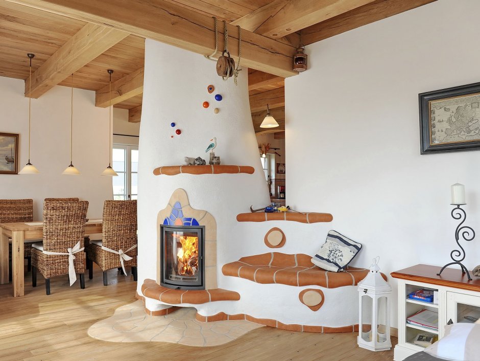 Интерьеры деревянных домов с печками