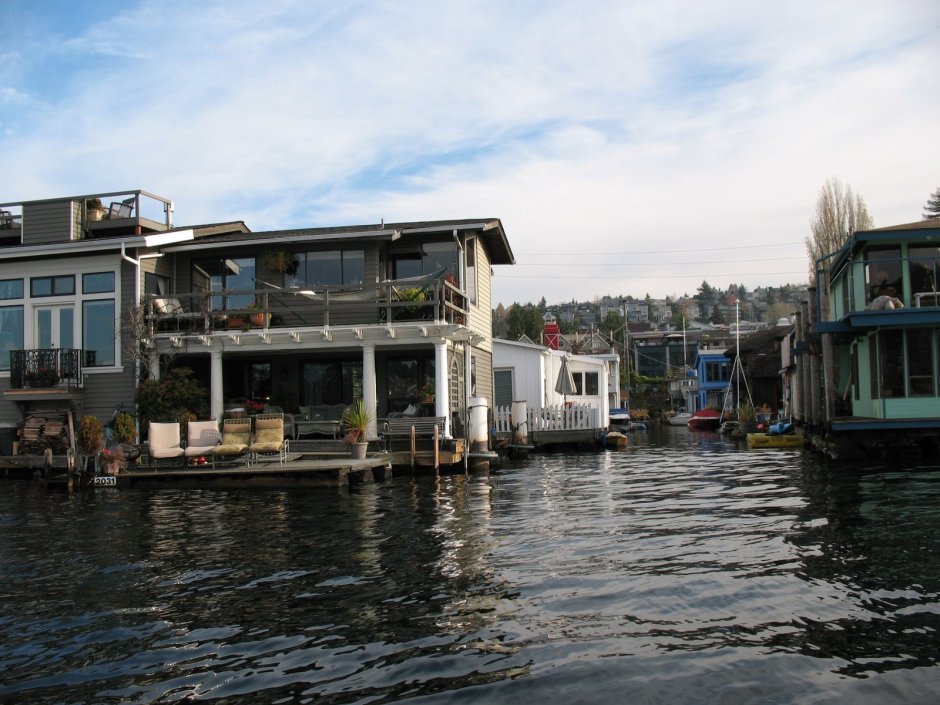 Плавучие домики в Сиэтле озеро Юнион