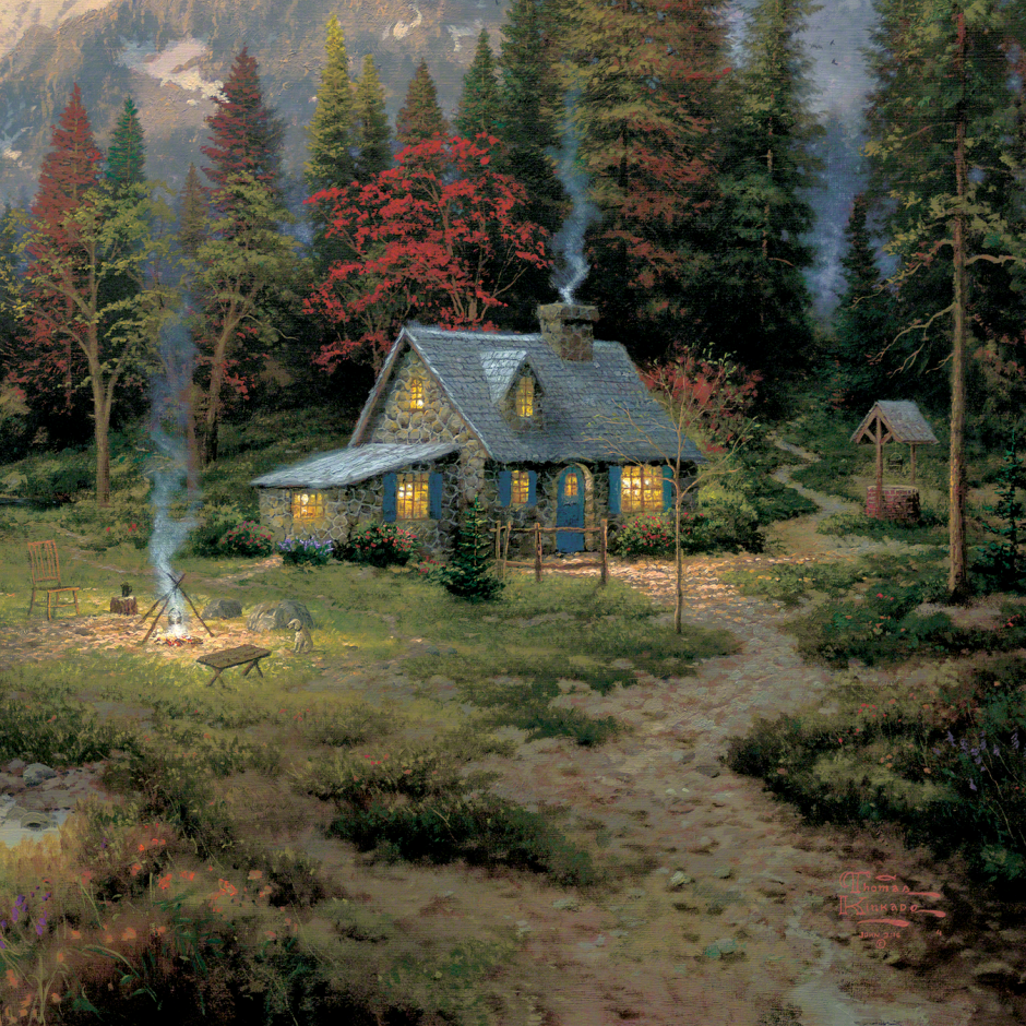 Томас Кинкейд картина домик у ручья