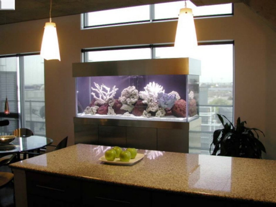 Декоративный аквариум на кухне