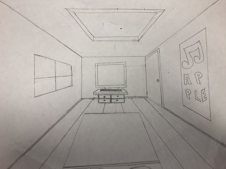 Рисование в перспективе комнаты угловая