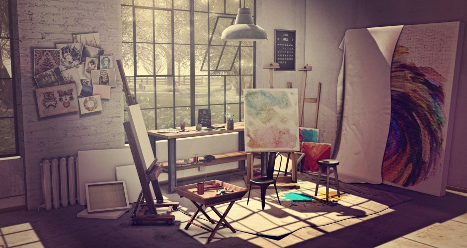 Мольберт в комнате