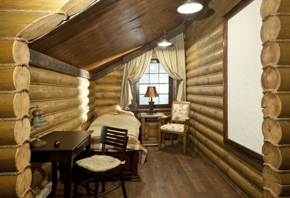 Шторы в деревянный дом в русском стиле