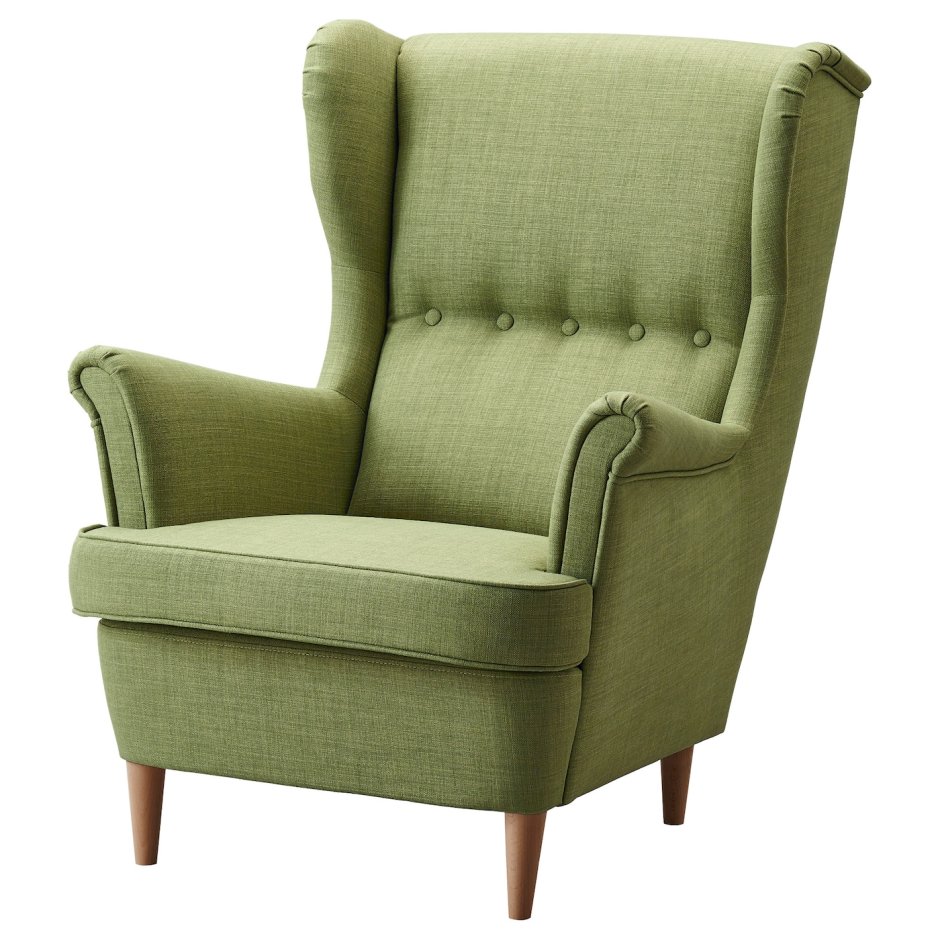 Кресло икеа СТРАНДМОН зеленое в интерьере