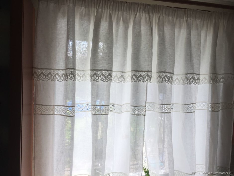 Тюль к льняным шторам