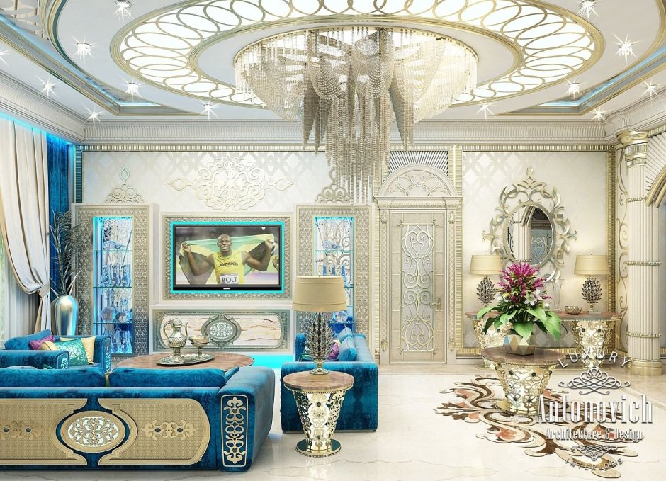 Зал в доме в казахском стиле