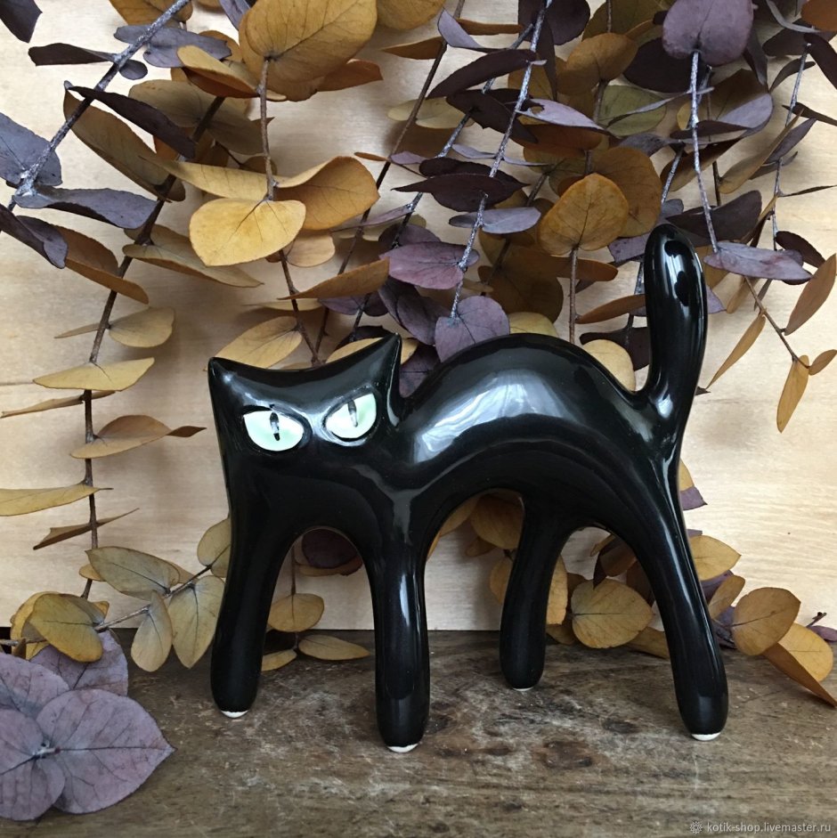 Статуэтка декоративные сидячие черные кошки