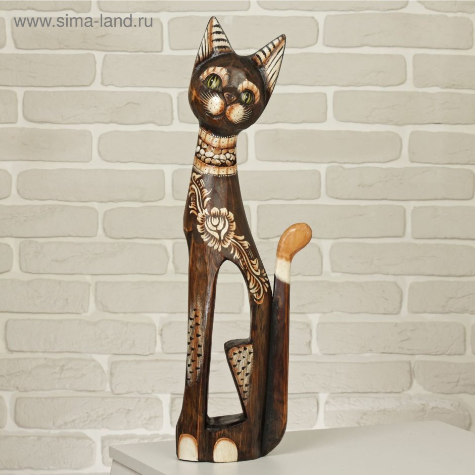Деревянные кошки статуэтки