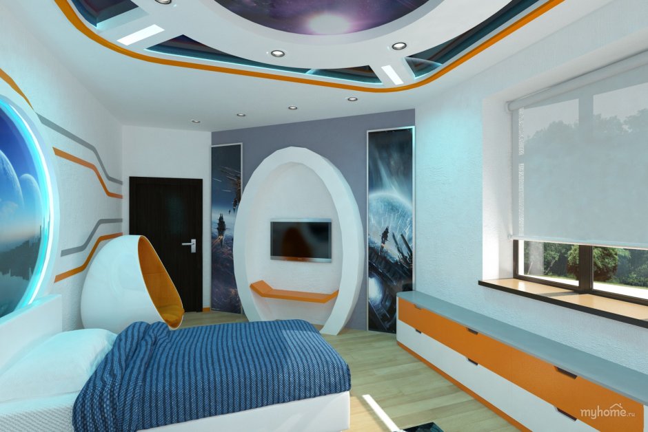 Детская комната в стиле космического корабля